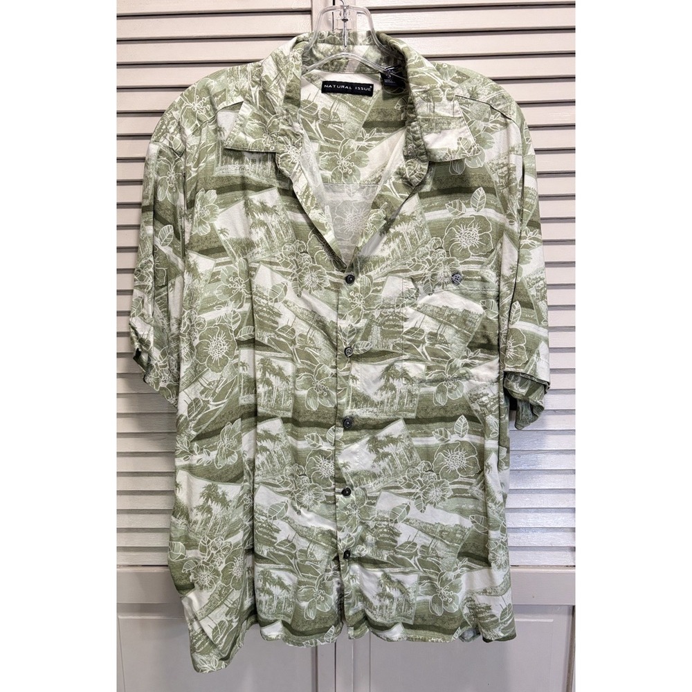 Natural Issue Tropical Button Up Short Sleeve Collar Shirt Size XXL Pockets